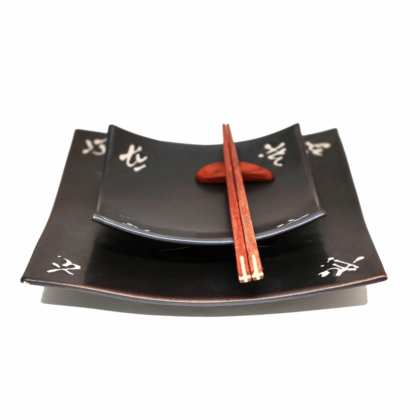 Black with Japanese Character Dinner Set