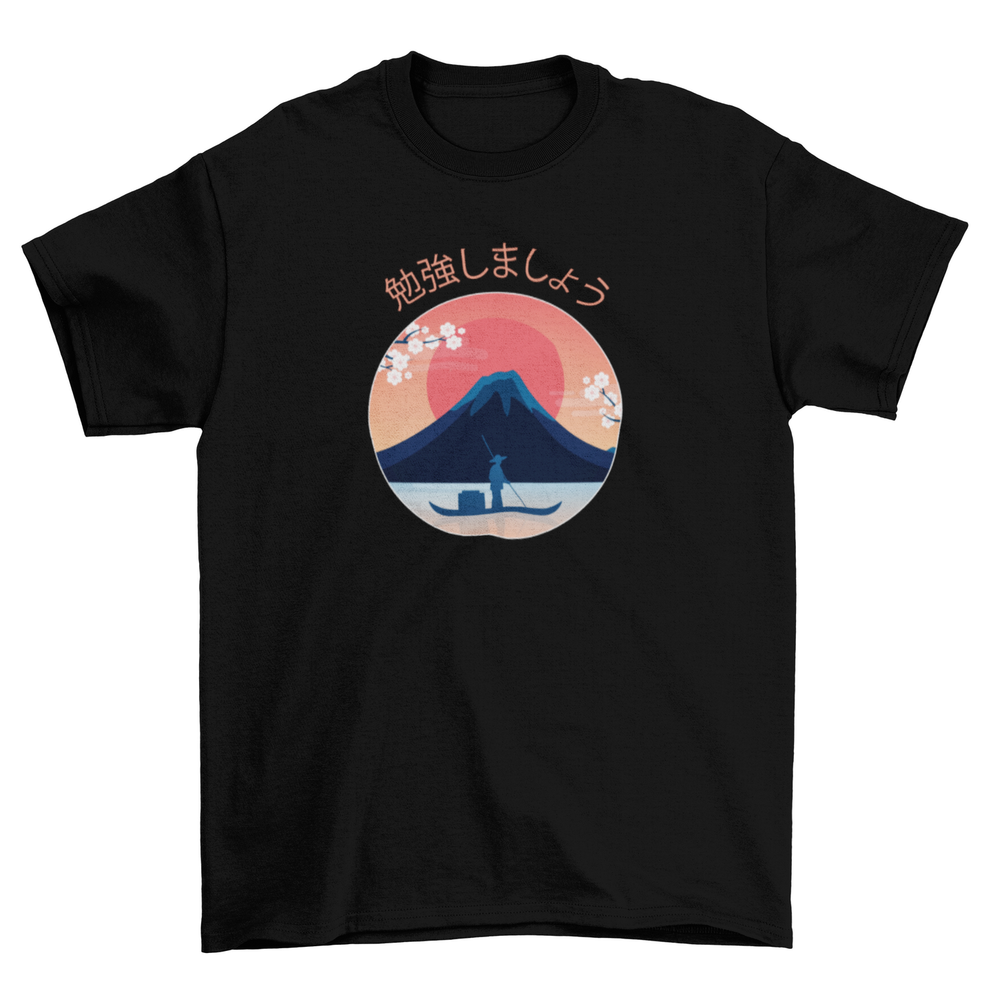 Beautiful Japanese Japan landscape Lake Sea Man Sailing Ship Boat Fuji