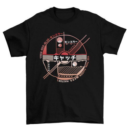 Japanese Catch Ball Funny Anime Character T-shirt