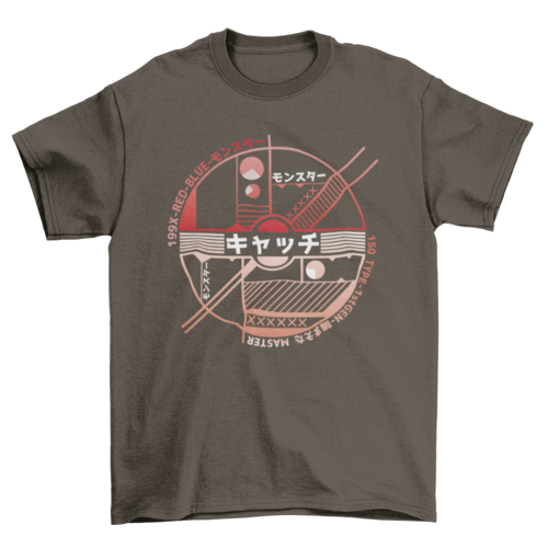Japanese Catch Ball Funny Anime Character T-shirt