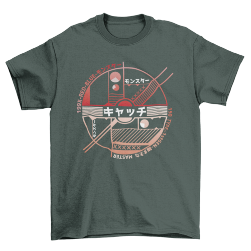 Japanese Catch Ball Funny Anime Character T-shirt