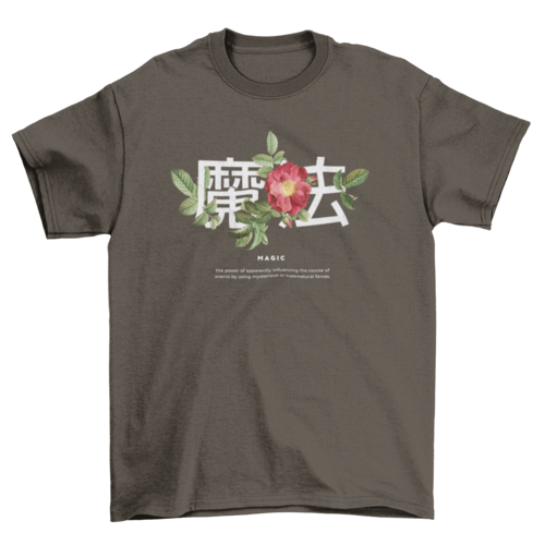 Scalable Floral & Swirls Japanese kanji quote flowers photographic
