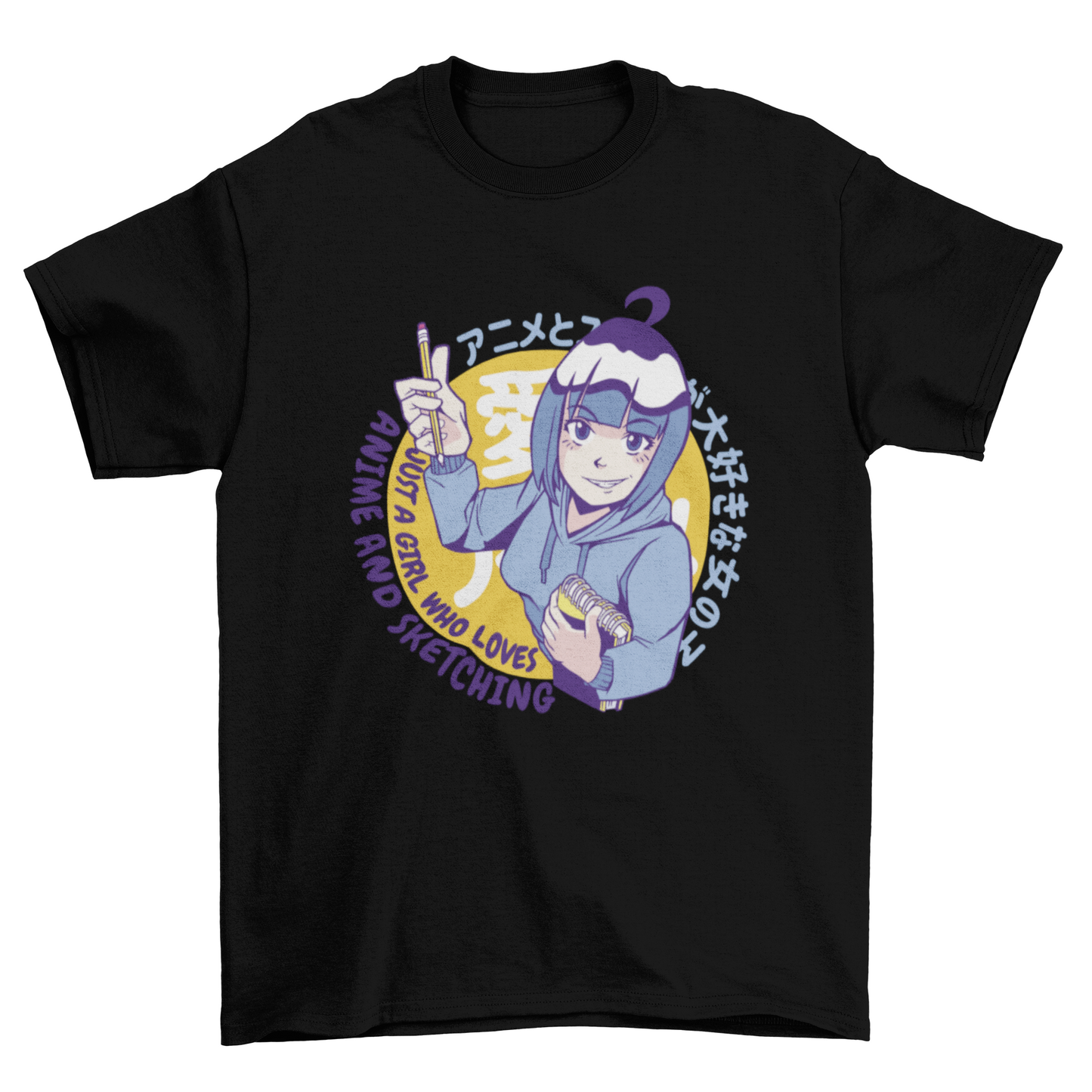 Japanese anime girl drawing t-shirt