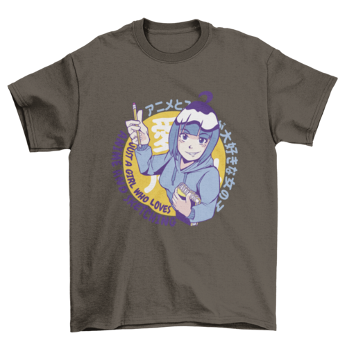 Japanese anime girl drawing t-shirt