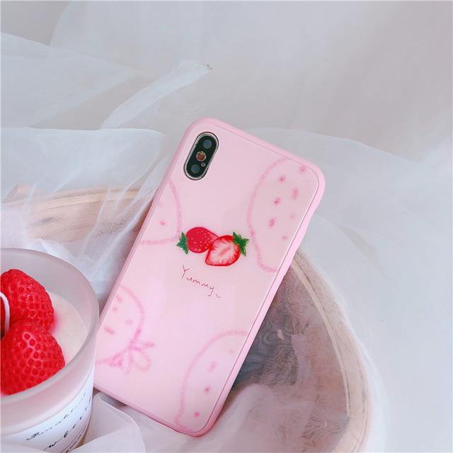 Japanese Strawberry Glossy Hard Phone Case