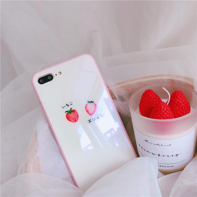 Japanese Strawberry Glossy Hard Phone Case