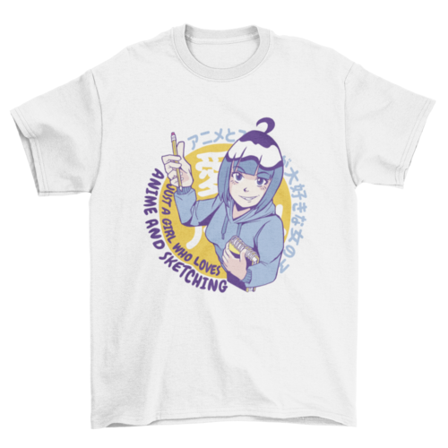 Japanese anime girl drawing t-shirt