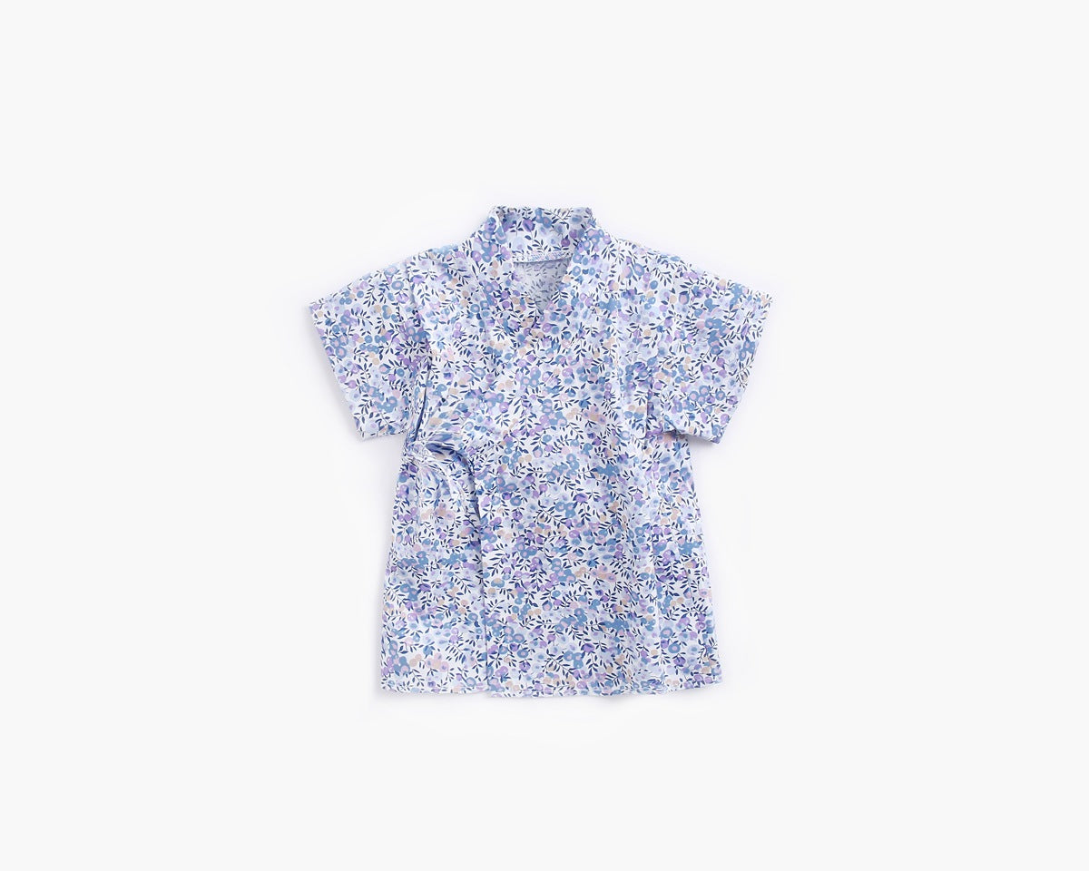 Baby Floral Print Belt Design Short-Sleeved Tops Combo Shorts Japanese